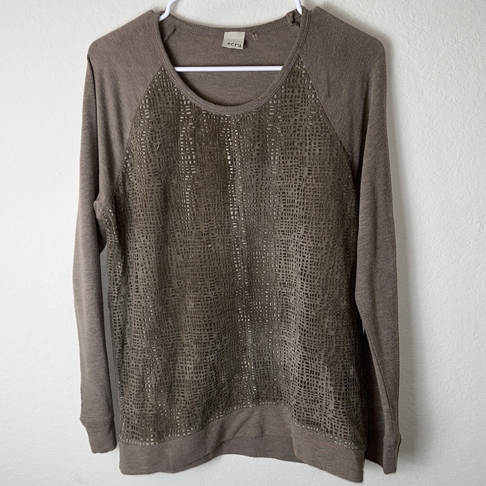 Ecru Long Sleeve Textured Top Size Large - image 2